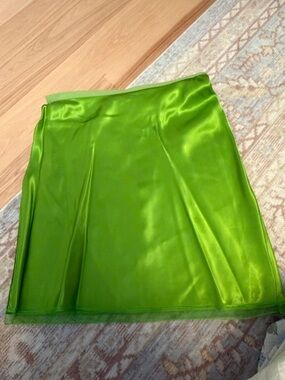 J. Crew Bright Lime Satin Mini Skirt